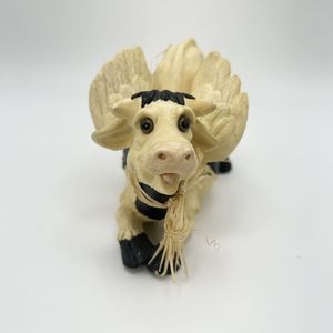 Holy Cow! 1994 Pete Apsit Angel Cow Figurine Folk Art Sculpture 4.25”